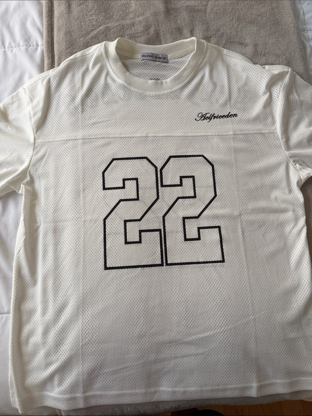Aelfric Eden White Mesh Jersey with Black '22' Graphic